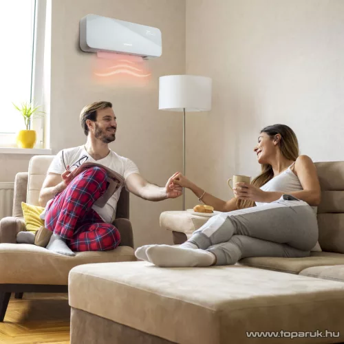 Bewello BW2103B Smart digitális fali okos hősugárzó / fűtőventilátor / fűtőtest LED kijelzővel, távirányítóval, opál, 2000W