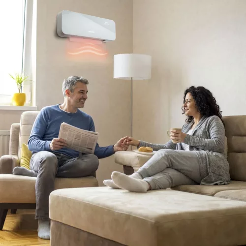 Bewello BW2103B Smart digitális fali okos hősugárzó / fűtőventilátor / fűtőtest LED kijelzővel, távirányítóval, opál, 2000W