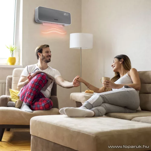 (bontott) Bewello BW2103C Smart digitális fali okos hősugárzó / fűtőventilátor / fűtőtest LED kijelzővel, távirányítóval, szürke, 2000W