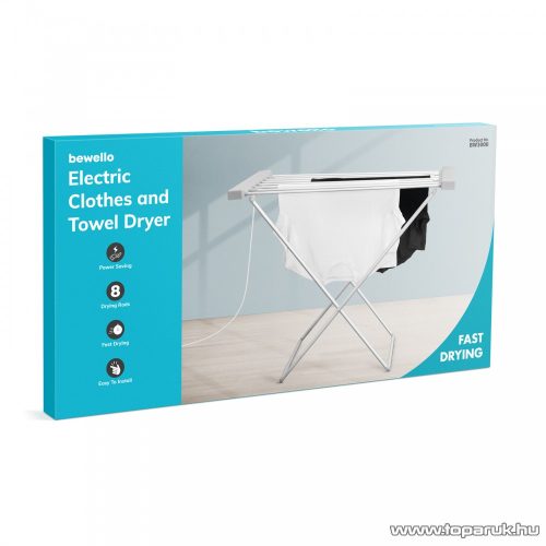  bewello BW3000 Elektromos ruha és törölközőszárító, szürke, 230V, 100W