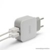 delight USB Hálózati adapter, töltő, 2 db USB aljzattal, fehér (55045-2WH)