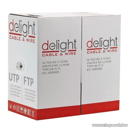 delight 20046 FTP PATCH kábel Cat.5e vezeték, sodrott belső erek árnyékolt, 305 m/doboz