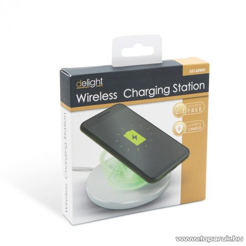 delight 55160WH Vezeték nélküli töltőállomás, szupervékony, fekete, 1,5 A