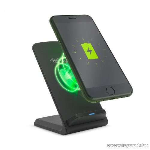 delight 55161BK Vezeték nélküli töltőállomás, asztali okostelefon tartó, fekete, 1,2 A