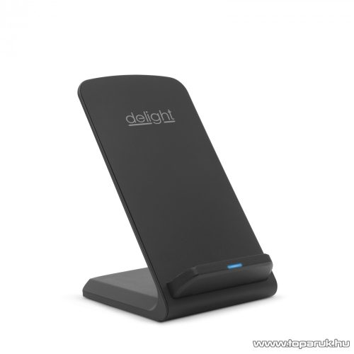 delight 55161BK Vezeték nélküli töltőállomás, asztali okostelefon tartó, fekete, 1,2 A