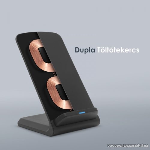 delight 55161BK Vezeték nélküli töltőállomás, asztali okostelefon tartó, fekete, 1,2 A