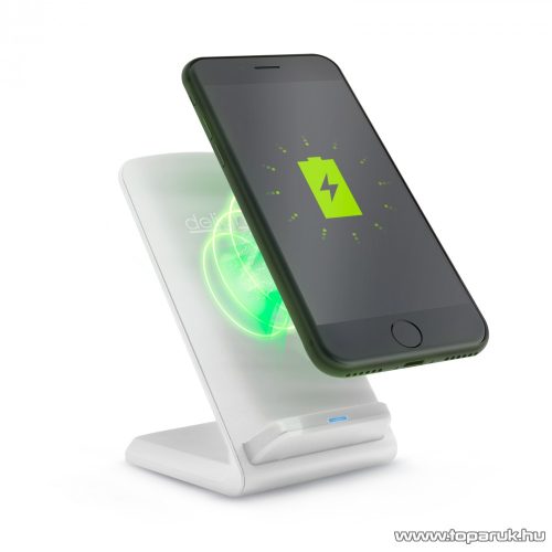 delight 55161WH Vezeték nélküli töltőállomás, asztali okostelefon tartó, fehér, 1,2 A