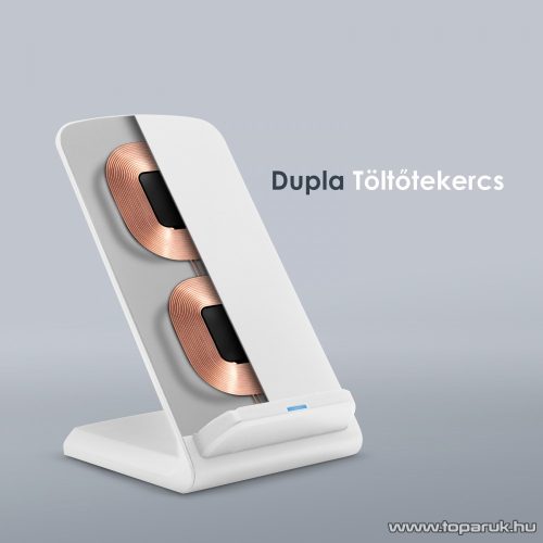 delight 55161WH Vezeték nélküli töltőállomás, asztali okostelefon tartó, fehér, 1,2 A