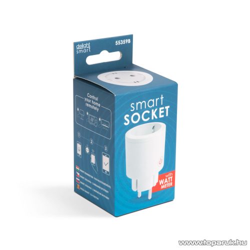 delight 55359B Smart okos konnektor fogyasztásmérővel (Amazon Alexa, Google Home, Siri, IFTTT kompatibilitás)