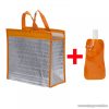 Alumínium bevonatos hűtőtáska + összehajtható kulacs, 30 x 30 cm, narancs (57180OR)