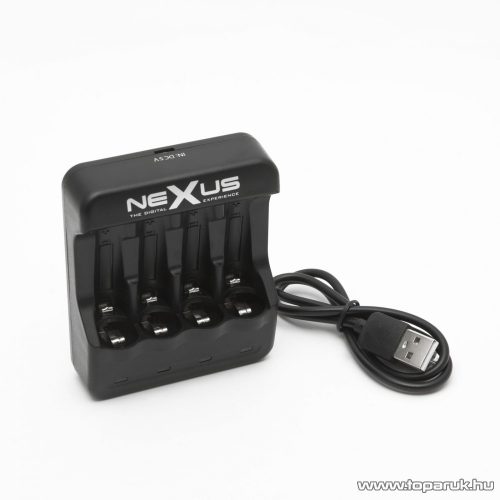 neXus 18940 Akkumulátortöltő, USB-s, DC 5V / 1A (4 db AA / AAA méretű akkumulátorok töltésére)