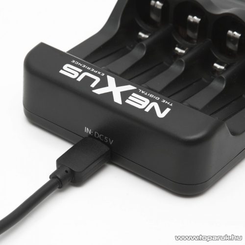 neXus 18940 Akkumulátortöltő, USB-s, DC 5V / 1A (4 db AA / AAA méretű akkumulátorok töltésére)