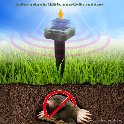 Garden of edeN 55635B Leszúrható napelemes szolár vakondriasztó karó (hatótávolság: 500 m2)