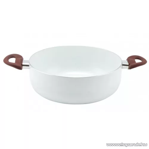 Perfect Home 10222 Kerámia bevonatos lábas üveg fedővel, fehér, 4,4 literes, 26 cm