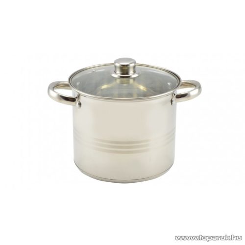 Perfect Home 10342 INOX Rozsdamentes fazék üveg fedővel, 13 literes, 28 cm