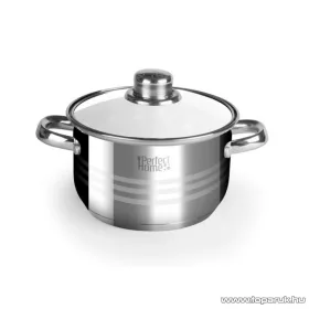   Perfect Home 10344 INOX Rozsdamentes lábas, üveg fedővel, 4 literes, 22 cm