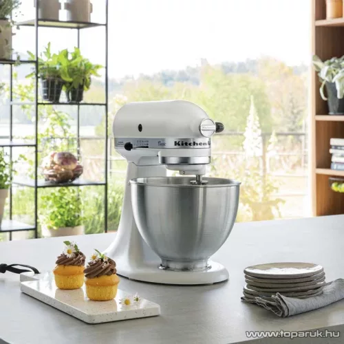 KitchenAid Classic 5K45SSEFW Konyhai robotgép, 4.3 literes dagasztógép 10 sebességfokozattal, matt fehér színben