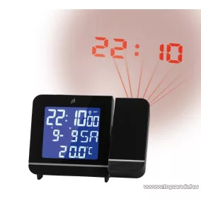   Auriol 4-LD7055-2 BK Rádióvezérelt DCF projektoros óra, kivetítős ébresztőóra és hőmérő, fekete