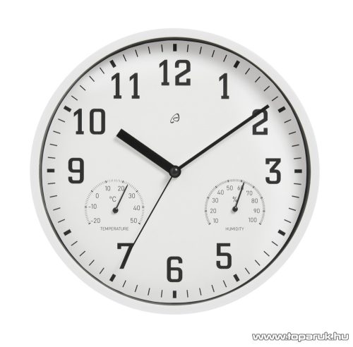 Auriol analóg, mechanikus falióra, páratartalom mérővel és hőmérővel, fehér