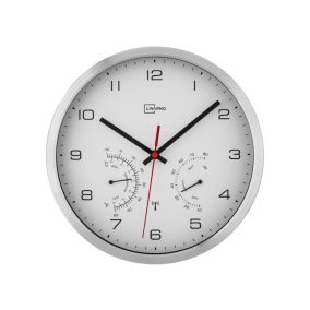   LIVARNO home 4-LD7085-1 WH DCF Rádióvezérelt analóg, mechanikus falióra, páratartalom mérővel és hőmérővel, fehér - inox