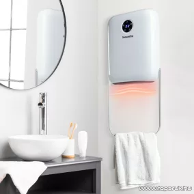   Bewello BW2104 Elektromos fali hősugárzó törölközőtartóval és távirányítóval, 800 / 2000 W, fehér 
