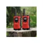 Bresser Junior walkie-talkie teljes oldalnézete, amelyen jól látható az ergonomikus, recézett fekete markolat és az övcsipesz.
