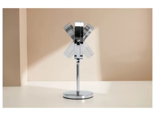 Cien BEAUTY CHROME LED-es asztali álló kozmetikai tükör fényerőszabályzós érintő kapcsolóval és memória funkcióval, 360 fokban átfordítható tükörlappal (13 cm) 5x nagyítással
