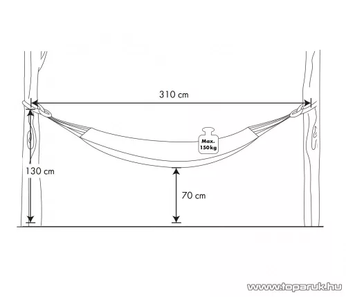 Crivit HG06076D BASIC függőágy + tárolózsák, 200 x 100 cm, színes (150 kg teherbírás)