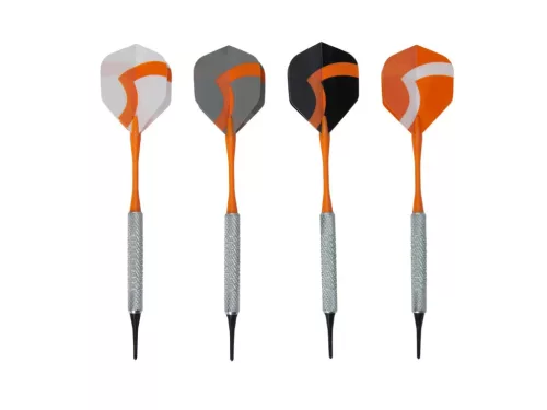 Crivit ORANGE White 4x LED kijelzős elektromos darts tábla készlet, 3 x 4 dart szettel (hálózati adapterrel és póthegyekkel), narancs-fehér színű