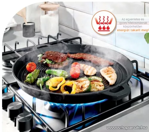 Grill Meister 446309 Öntöttvas grillserpenyő, 2,8 literes (40,5 x 3 cm)
