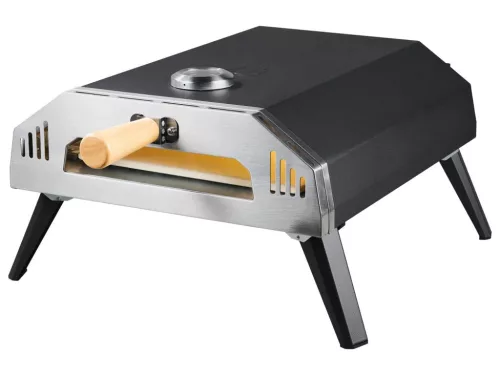 Grill Meister GGPO 4000 B1 hordozható gázüzemű pizzakemence elölnézetből.