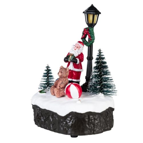 Livarno Home HG11724B Santa Claus karácsonyi falu világítással és zenével, 3 LED-del,  9,6 x 5,8 x 13,1 cm