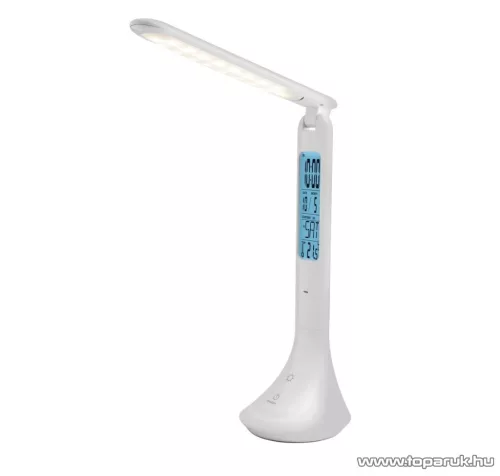 LIVARNO home 56752WH Elemes otthoni / irodai asztali LED lámpa LCD kijelzővel, órával, fehér