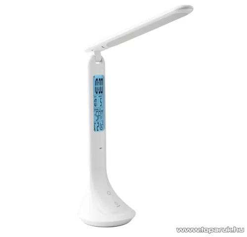 LIVARNO home 56752WH Elemes otthoni / irodai asztali LED lámpa LCD kijelzővel, órával, fehér