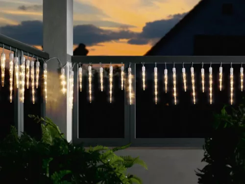 LIVARNO Home EZ-16515/WW Kültéri 15 db olvadó, csepegő jégcsap füzér 6 órás időzítővel, 148 db meleg fehér LED-es futófénnyel, 12,6 m