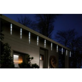   LIVARNO Home EZ-16516/WH Kültéri 15 db olvadó, csepegő jégcsap füzér 6 órás időzítővel, 148 db hideg fehér LED-es futófénnyel, 12,6 m