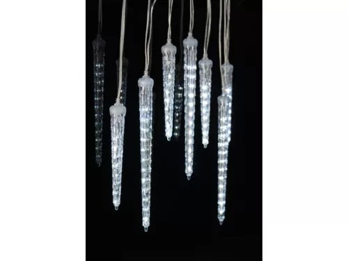 LIVARNO Home EZ-16516/WH Kültéri 15 db olvadó, csepegő jégcsap füzér 6 órás időzítővel, 148 db hideg fehér LED-es futófénnyel, 12,6 m