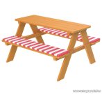   Livarno Home 1157 Kültéri gyermek ülőgarnitúra robusztus asztallal, rögzített padokkal + ülőpárnákkal, 100 kg terhelhetőséggel