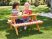 Livarno Home 1157 Kültéri gyermek ülőgarnitúra robusztus asztallal, rögzített padokkal + ülőpárnákkal, 100 kg terhelhetőséggel