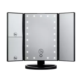   Cien BEAUTY (Livarno Home) CKLK 6 A3 BK Két oldalán behajtható és dönthető LED-es kozmetikai sminktükör 2 nagyítási fokozattal (2x és 5x), fekete