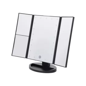   Cien BEAUTY (Livarno Home) CKLK 6 A3 BK Két oldalán behajtható és dönthető LED-es kozmetikai sminktükör 2 nagyítási fokozattal (2x és 5x), fekete