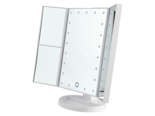 Cien BEAUTY (Livarno Home) CKLK 6 A3 WH Két oldalán behajtható és dönthető LED-es kozmetikai sminktükör 2 nagyítási fokozattal (2x és 5x), fehér