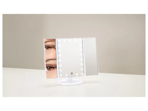 Cien BEAUTY (Livarno Home) CKLK 6 A3 WH Két oldalán behajtható és dönthető LED-es kozmetikai sminktükör 2 nagyítási fokozattal (2x és 5x), fehér