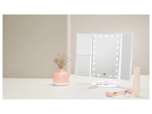 Cien BEAUTY (Livarno Home) CKLK 6 A3 WH Két oldalán behajtható és dönthető LED-es kozmetikai sminktükör 2 nagyítási fokozattal (2x és 5x), fehér