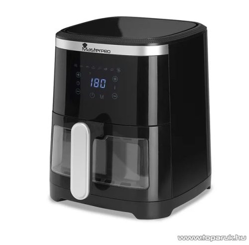 Masterpro Rocket 420 BGMP-9315 Digitális érintőgombos forrólevegős olaj nélküli légkeveréses Air Fryer fritőz sütő betekintő ablakkal, 4,2 literes, 1300 W