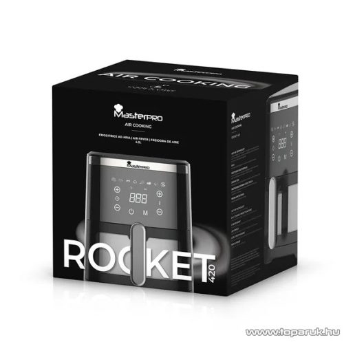 Masterpro Rocket 420 BGMP-9315 Digitális érintőgombos forrólevegős olaj nélküli légkeveréses Air Fryer fritőz sütő betekintő ablakkal, 4,2 literes, 1300 W