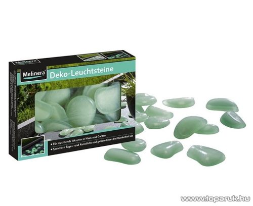 Melinera foszforeszkáló (sötétben világító) dekor kavics készlet, kb. 17 db / doboz