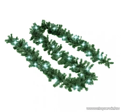Livarno Home HG05406B Kültéri dús zöld fenyő girland, 80 db hideg fehér fényű LED-es világítással, 500 cm hosszú, IP44