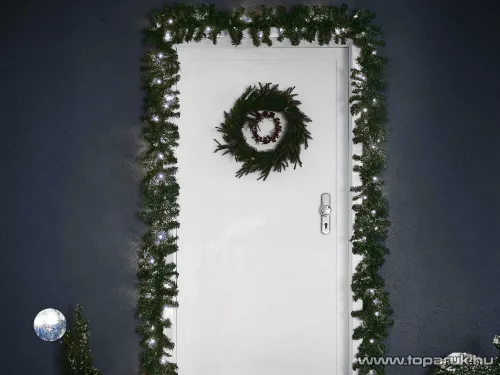 Livarno Home HG05406B Kültéri dús zöld fenyő girland, 80 db hideg fehér fényű LED-es világítással, 500 cm hosszú, IP44