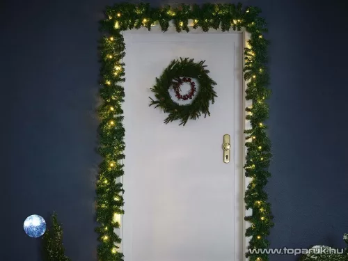 Livarno Home HG05406A Kültéri dús zöld fenyő girland, 80 db meleg fehér fényű LED-es világítással, 500 cm hosszú, IP44